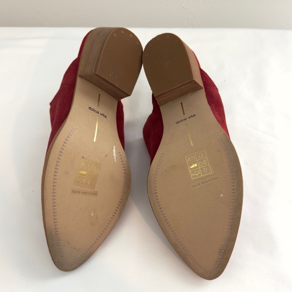 Dolce Vita Shanny Red Suede Leather Open Back Booties Sz 9 - Picture 10 of 12